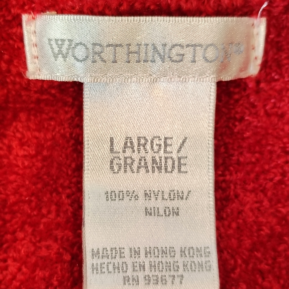 Worthington Sweater Women's Size L Solid Red Cowl Neck Fleece Long Sleeve COZY - Picture 5 of 8